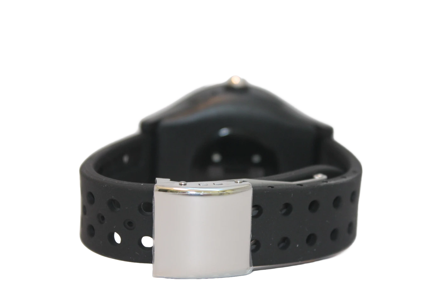 The Navigil 580 from behind, showing the dementia strap's locking safety clasp.